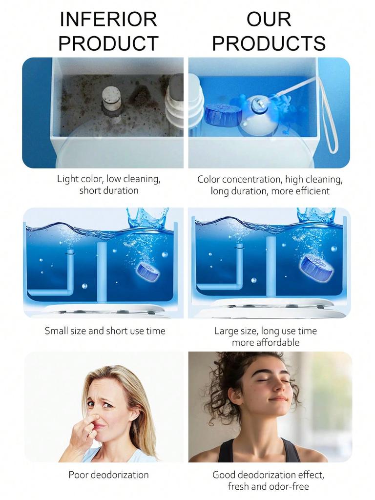 4PCS Automatic Toilet Cleaning Tablets, Bathroom Toilet Water Tank Cleaner, Ocean Fragrance Type, De