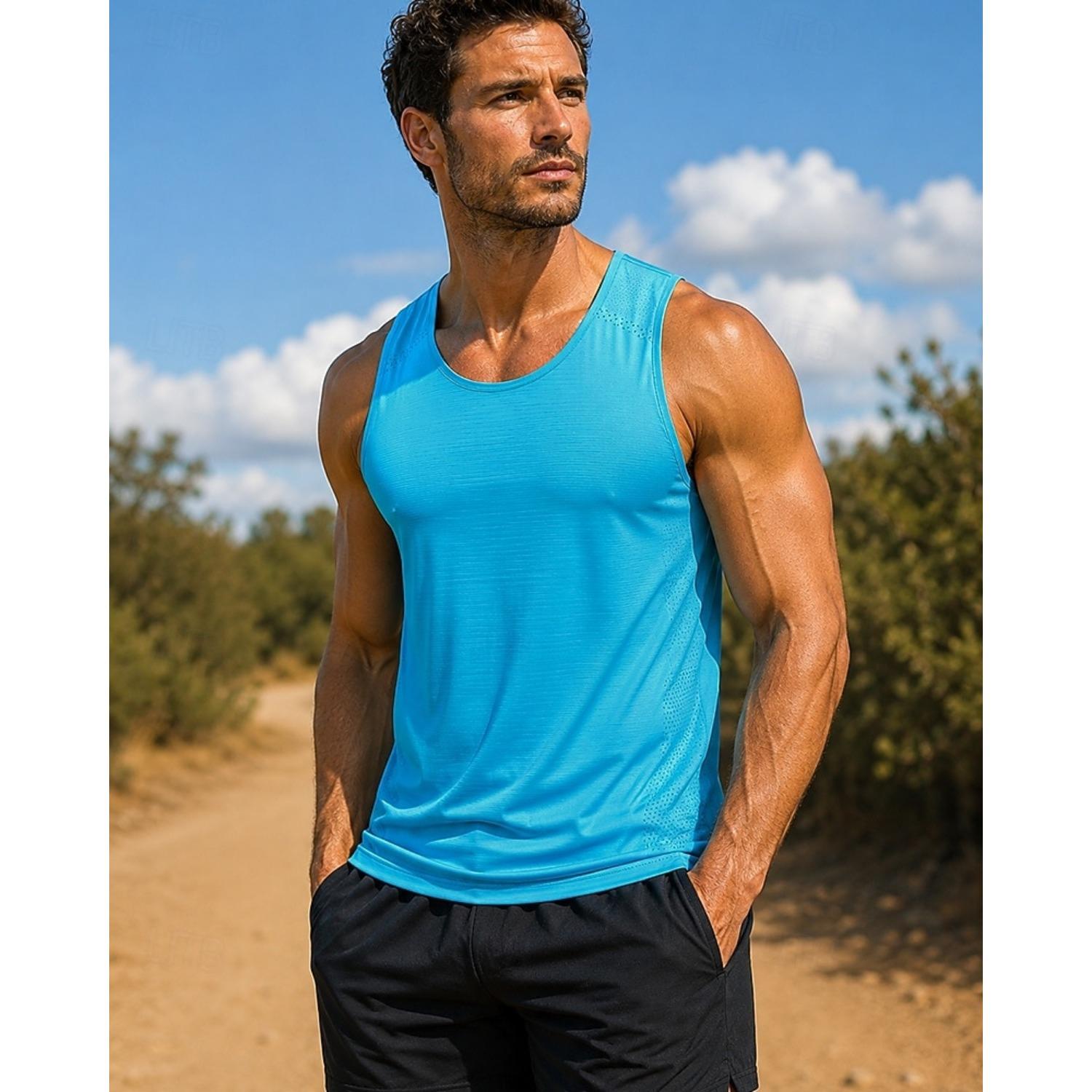 Men s Solid Colored Workout Tank Top Running Tank Top Gym Tank Top Summer Spring Sleeveless S