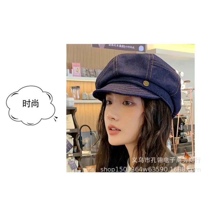 Women S Vintage British Style Large Size Denim Newsboy Duckbill Cap