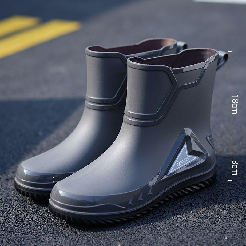 rain boots bundle waterproof rain shoes men's closed water boots non-slip work velvet cotton warm