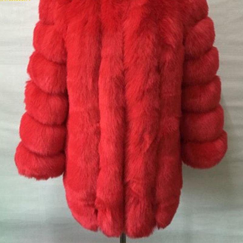 

Women s Faux Fox Fur Patchwork Coat - Warm Autumn/Winter Overcoat Medium (M)