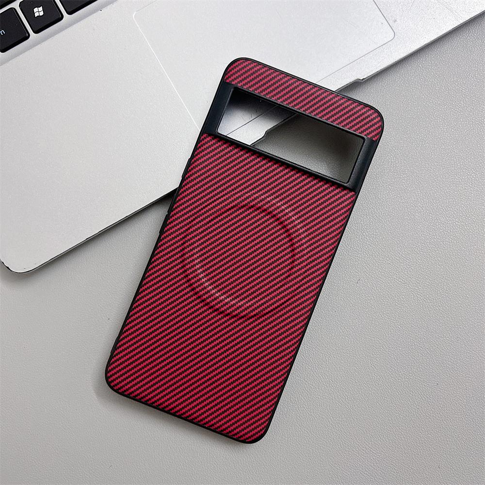 

Carbon Fibre Pattern PC Magnetic Phone Case For Google Pixel 10 9 8 Pro XL 8A 7 7A 6 6A Wireless Charge Protector Cover For Pixel 5A