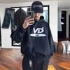 Mens Hoodie Vintage American Style Hip Hop Streetwear Fleece Sweatshirt Kanye Design Letter Print Black M-XXL