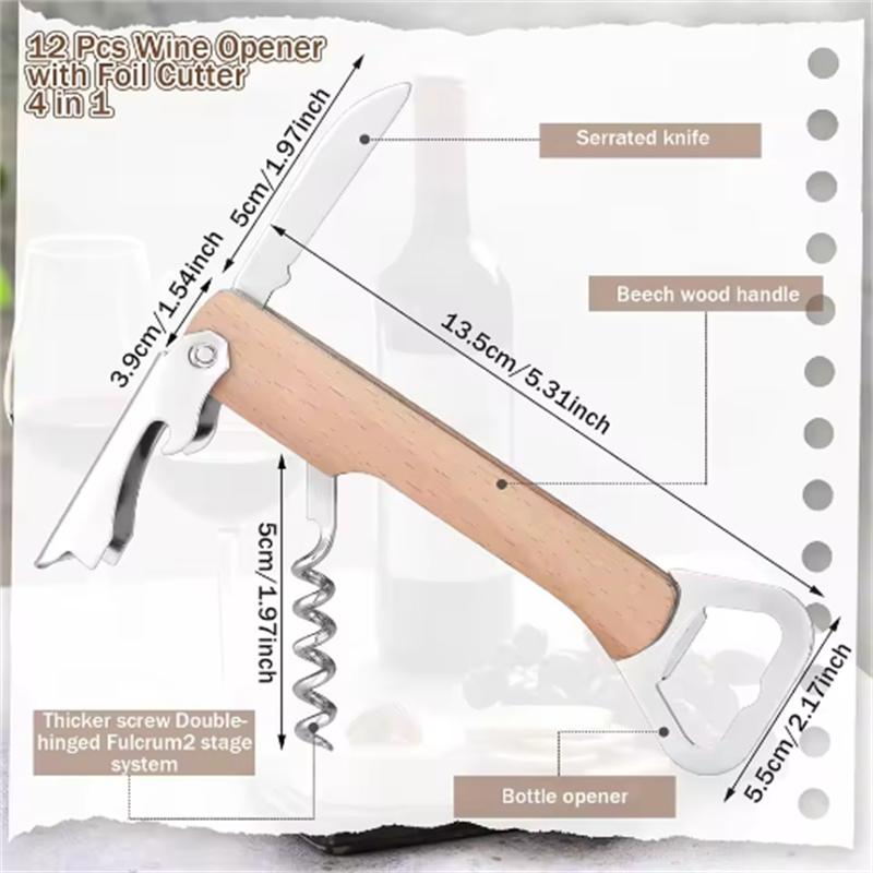 Wooden Wine Bottle Opener Groomsmen Wedding Party Gifts 4 In 1 Wine Corkscrew with Foil Cutter Blank DIY Engraving Wood