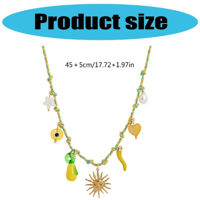 Collana intrecciata Collana corda in acciaio inossidabile Collana con ciondolo a charm Collana regolabile Adatta per l'uso quotidiano