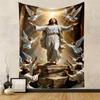 Jesus Ascension Angels Holy Light Rock Patterned Tapestry for Bedroom and Living Room Home Decor Sofas