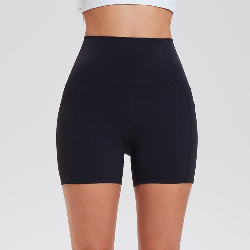 

Tennis Sports Leggings Women s Pocket Three-quarter Shorts Elastic High Waist Anti-exposure Running Quick-drying Fitness Pants M чёрный