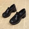 Women's Bow Single Shoes Autumn New Round Toe Deep Mouth Platform Non-slip Wear-resistant Block Heel Shoes