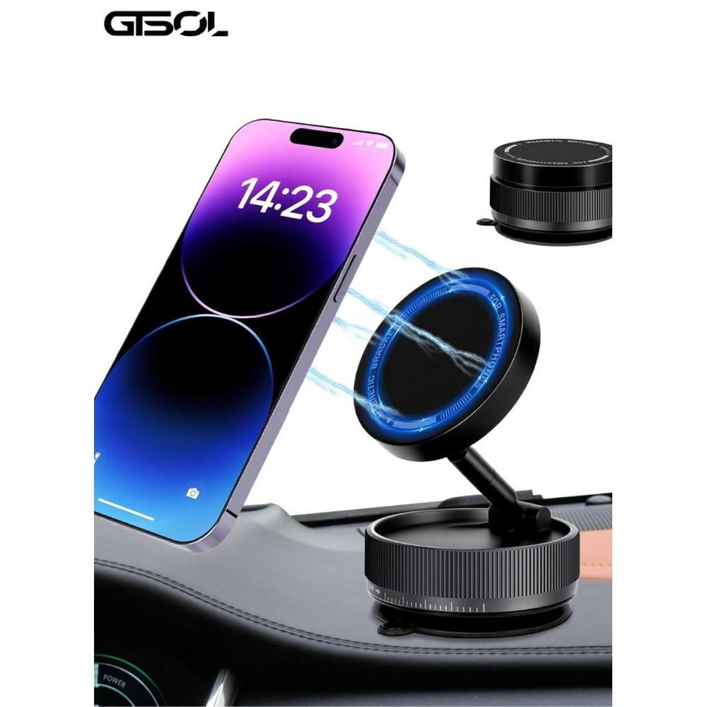 

Upgraded Car Phone Holder – 360° Rotating Magnetic Car Mount with Strong Suction Foldable Arm & N55 Magnet for iPhone 12–16 & Universal Smartphones