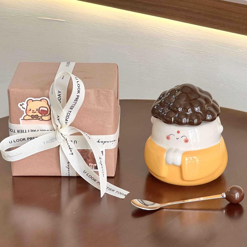 Creative, Funny, Cute Mug, Quirky Ceramic Water Cup with Lid, Birthday Gift, Large Capacity Coffee Cup