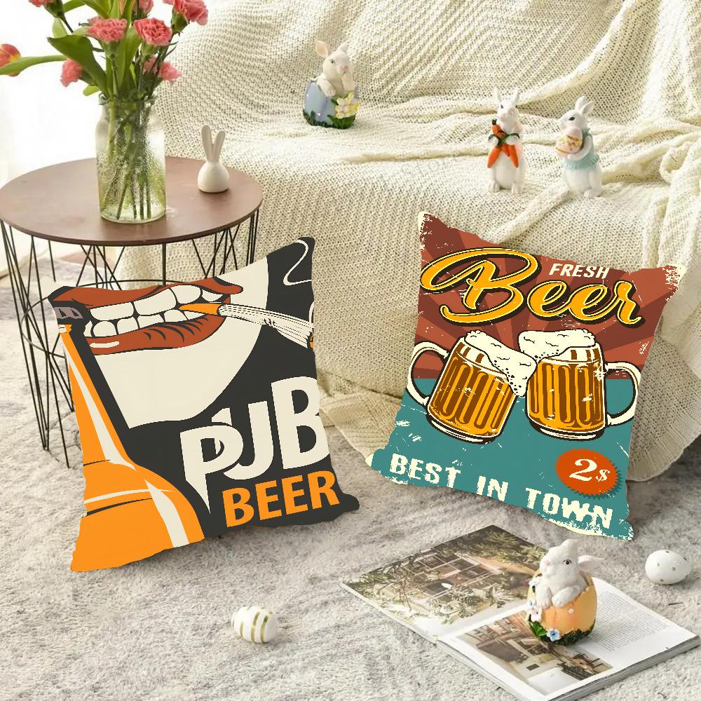 Beer Cigarette Coffee Pillow Case Square Pillow Bedroom Sofa Leisure Comfort Cushion Car Living Room Home Decoration