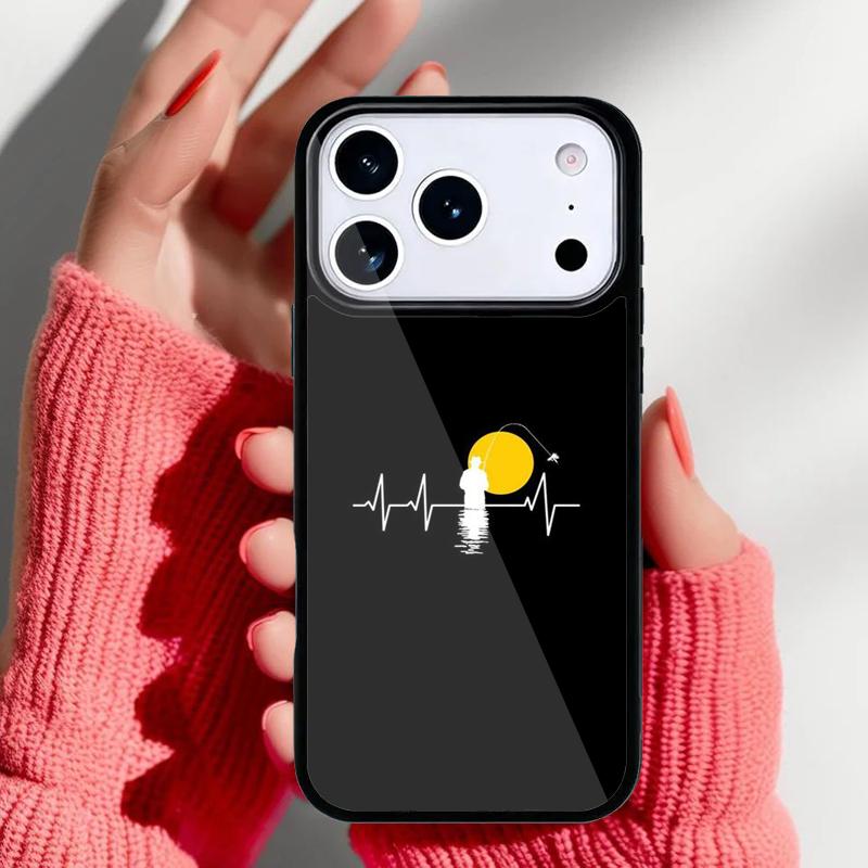 Fishing Camping Heart Pulse Phone Case for iPhone 17 16 15 14 13 Pro Max Back Cover for 12 11 Pro Coque