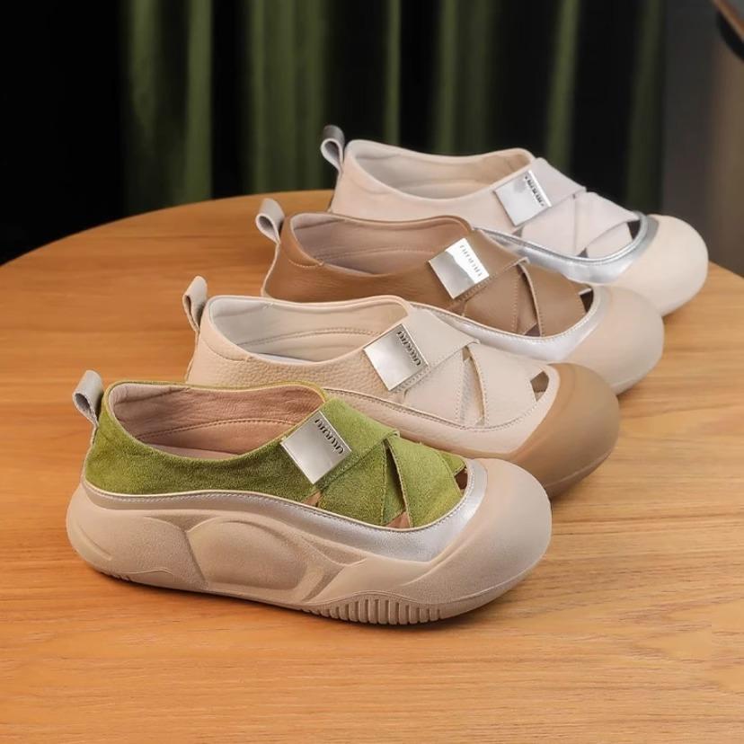 Fashion Shoes Low Heels Female Footwear Casual Sneaker Clogs Platform Retro Summer Dress Small Creepers New PVC Slip-On Scandals Fabric