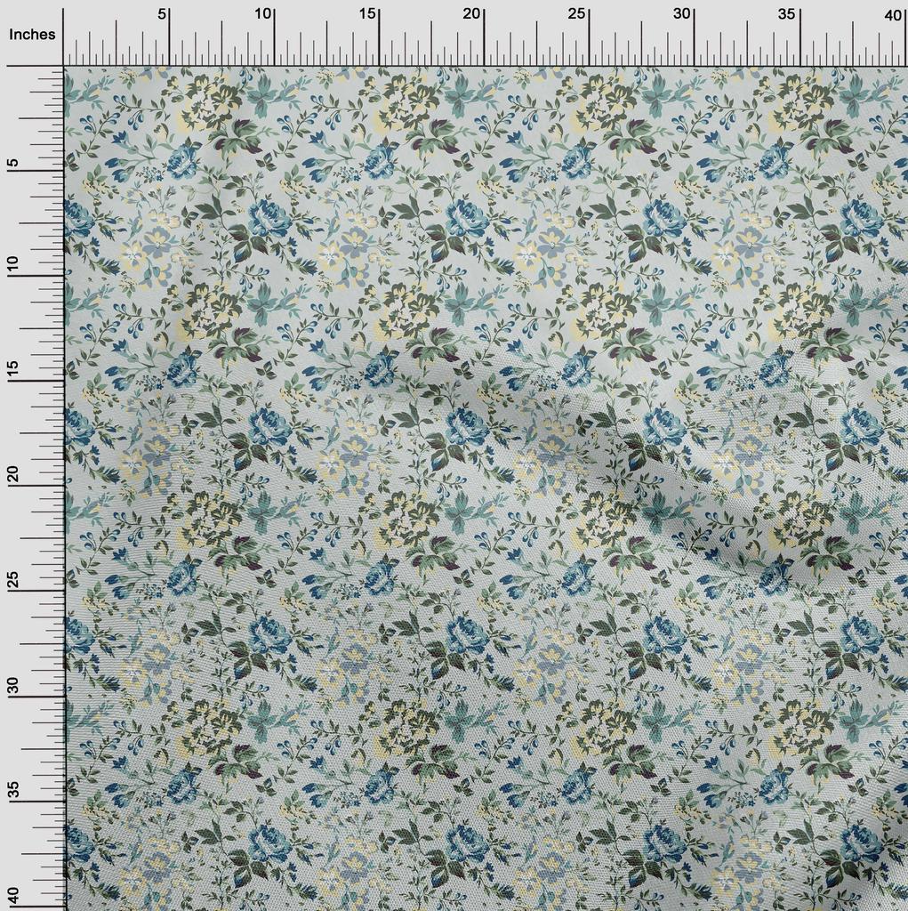 oneOone Georgette Viscose Aquamarine Fabric Florals Sewing Craft Projects Fabric Prints By Yard 42 Inch