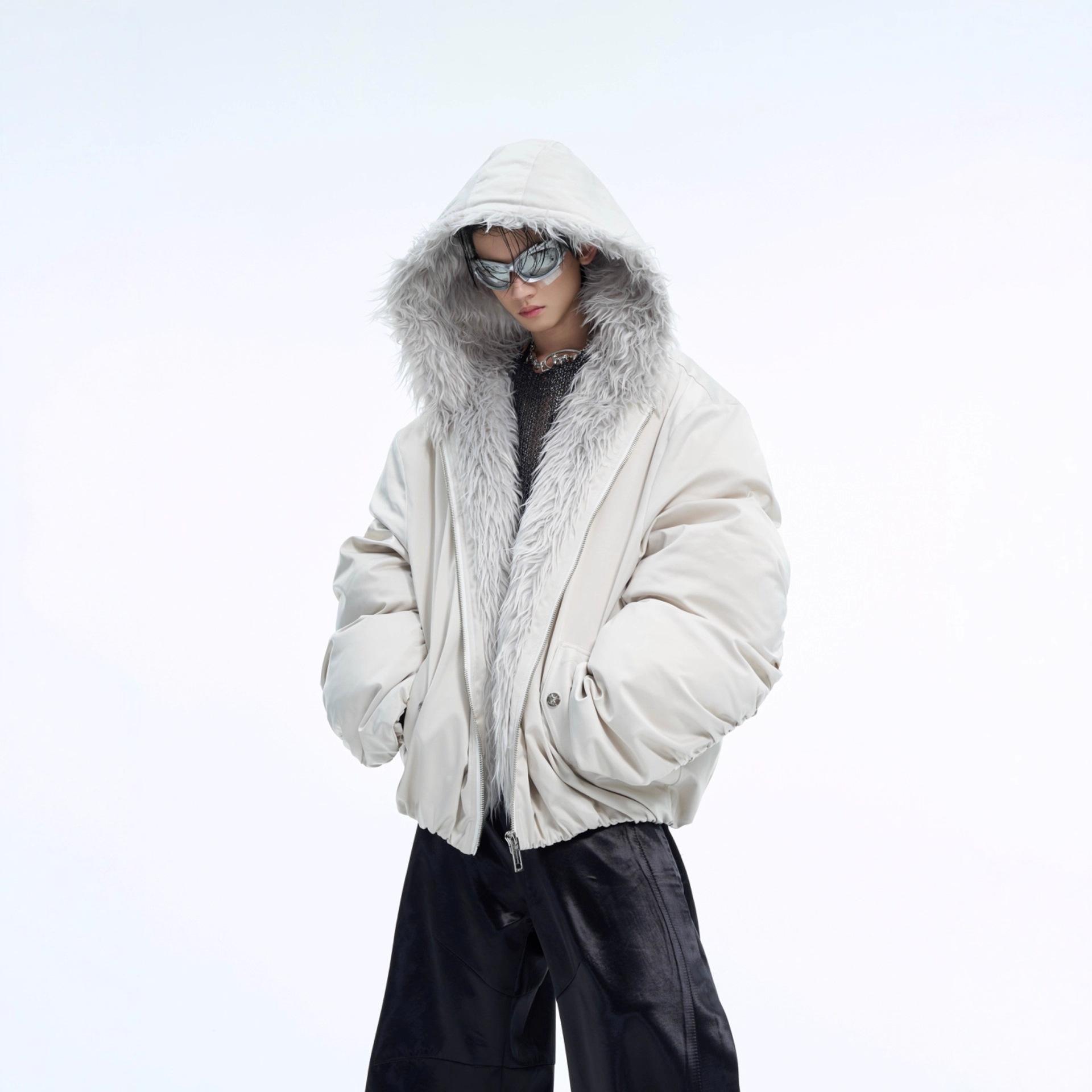 

Сращивание Хлопковая одежда с капюшоном, Тяжелый бархат Осень и Зима Короткие Водонепроницаемые Утепленные Куртки для Мужчин и Женщин M светло-серый