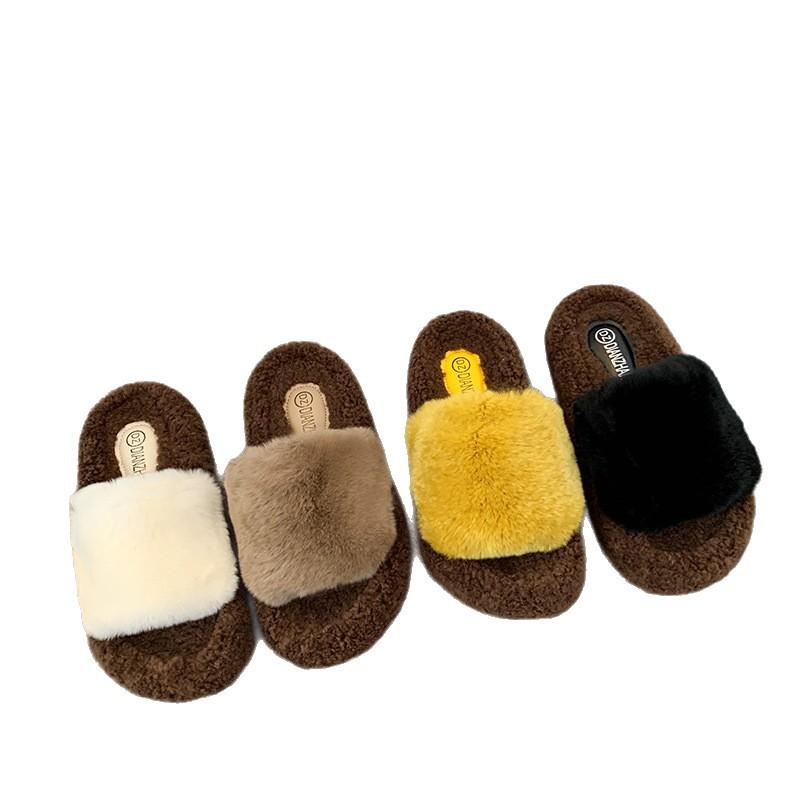 Popular Mao Mao slippers women's winter wear 2025 new European high-end thick-bottomed plush cotton slippers women
