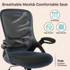 Drafting Chair Tall Office Chair High-Back Mesh Standing Desk Stool with Adjustable Footrest Ring and Flip-Up Arms (Bl