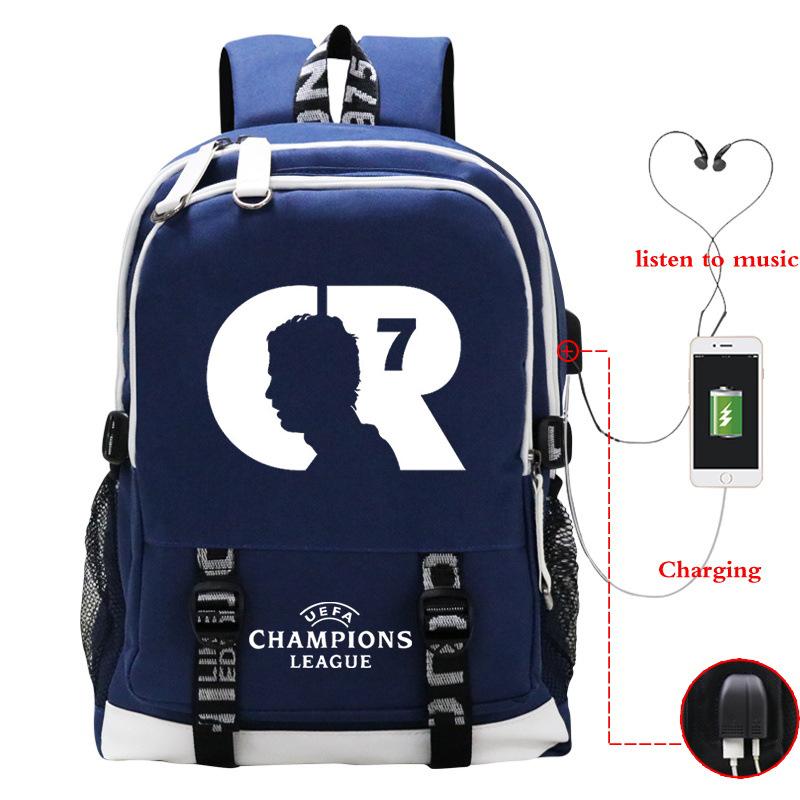 Football Player C Luo'S Peripheral Printed Primary And Secondary School Students Backpack Large-Capacity Leisure Travel Bag