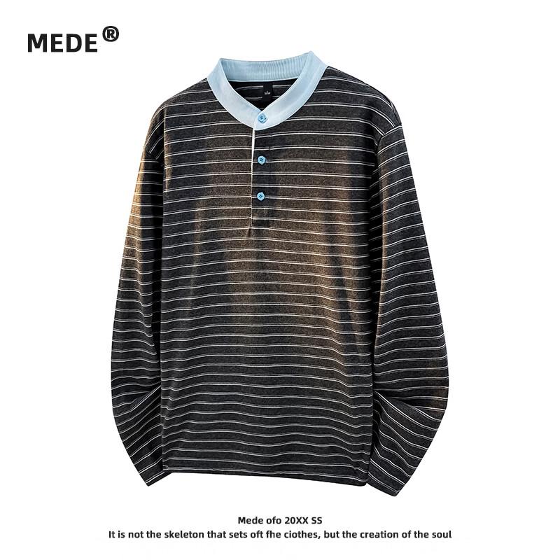 

MEDE Men s Long Sleeve Round Neck Loose Casual T-Shirt L