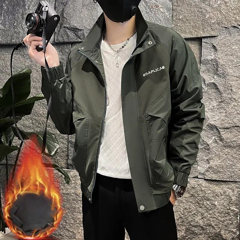 Autumn and Winter Handsome Work Jacket Men's New Trendy Embroidered Casual Cotton Stand Collar Jacket Men's Clothing