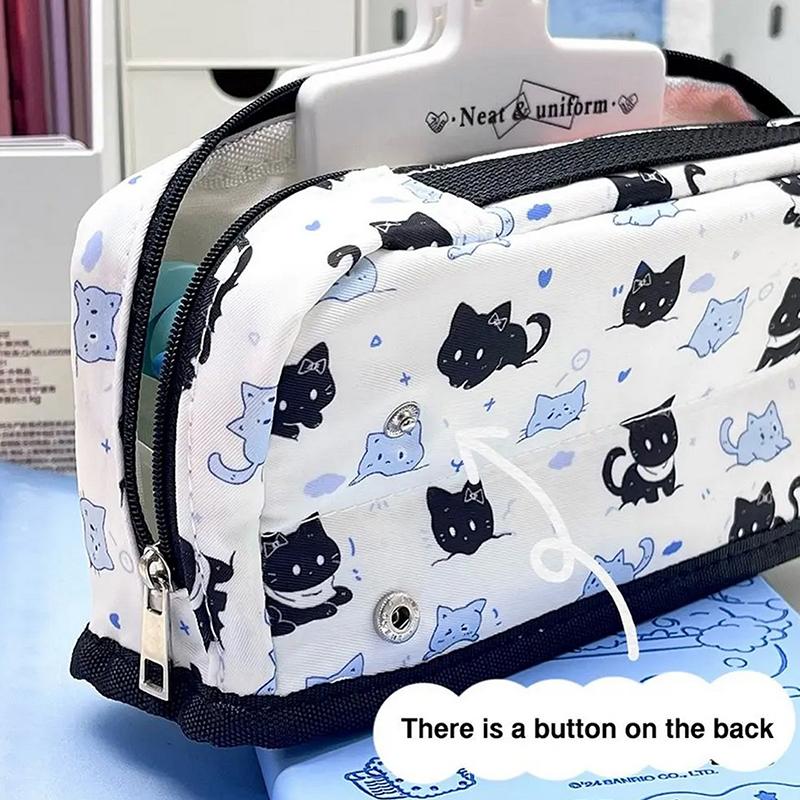 Multi-Layer Pen Bag Simple Folding/Drawstring Large Capacity Pencil Case Portable Stationery Organizer Students
