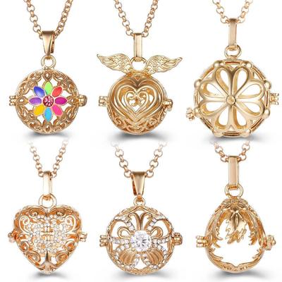 Zircon Angel Wing Vintage Aromatherapy Pendant Necklace