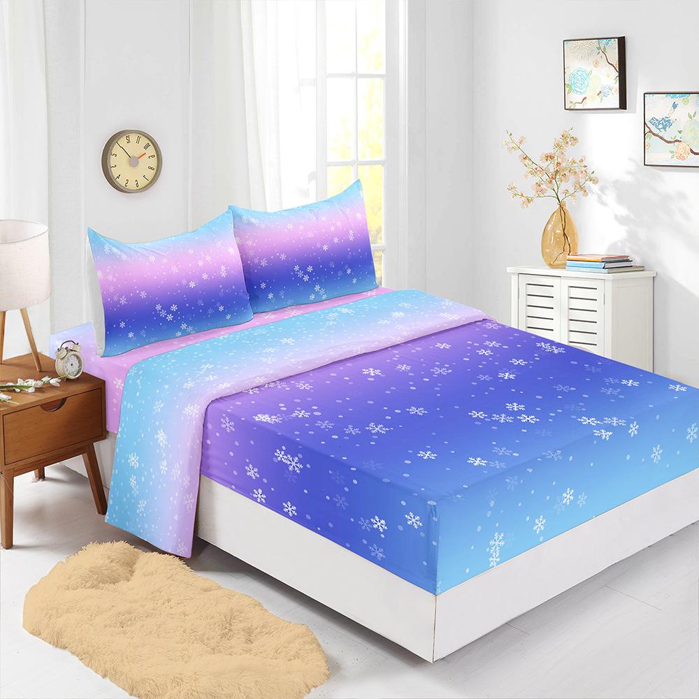 Four-Piece Mattress Color Gradual Change Bedding 3D Digital Printing Kit Mattress Protective Cover