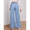 Light Blue Elastic Waist Wide Leg Casual Jeans Women's Style Loose Straight Leg Trousers Comfortable Street Style