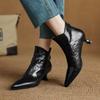 2025 Spring Vintage Pointed Toe Women Ankle Boots Fashion Thick Heel Shoes Concise Short Botas De Mujer