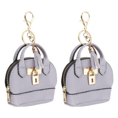 [PATIKIL] Mini Tote Bag Keychains, Set of 2 Cute Coin Purse Keychains PU Leather Backpack Purse Keychains Little Cosmetic Bag Keychains for Women,