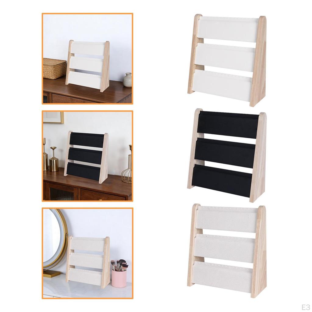 3 Tier Necklace Display Stand Chains Holder Wood Freestanding Jewelry Organizer Rack for