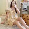 Pajamas Women's Summer Cotton and Silk Thin Suspender Sexy Cotton Silk Loungewear Sweet Shorts Two-piece Set Air Conditioning Clothing Summer