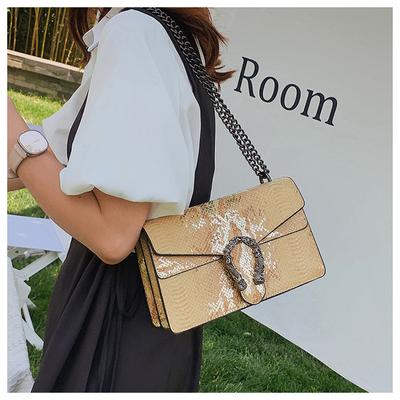 Retro Snake Chain Crossbody Bag for Women  Small  Square  Korean  Fashionable  Premium  New