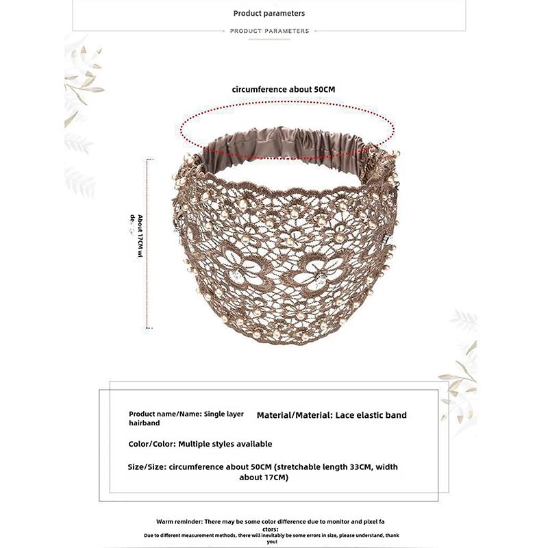 Bandeau pour cheveux style bohème 4 couleurs pour femmes, couleur kaki, décoration de fleurs creuses en fausses perles, convient pour les bandeaux décontractés, mignons, vintage
