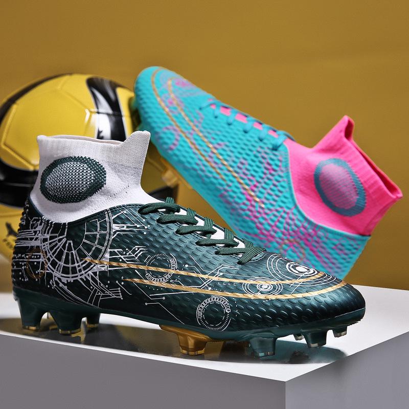 Broken long high-top football shoes, men's sports shoes, adult students, excellent price, grass training, foreign trade youth DingTalk