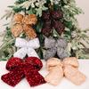 Christmas Bowknot Sparkling Sequins Decor Twist Tie Velvet Bows Xmas Tree Wreaths Garland Gift Wrapping Wedding Decor