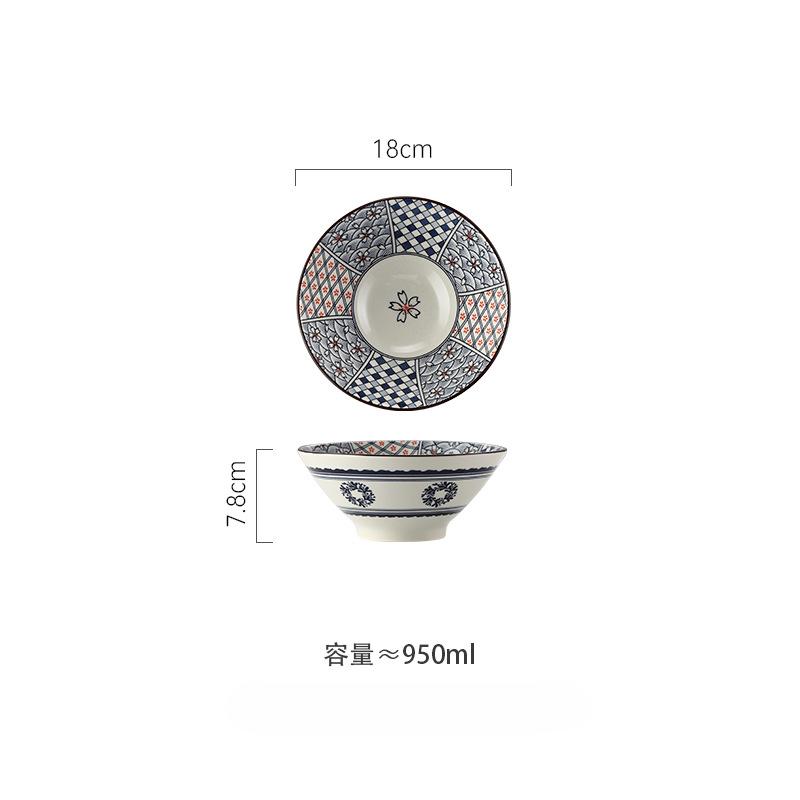 

980 мл Японская керамическая суповая миска Ретро миски для рамена и лапши Большая миска Ресторан Бытовая посуда Кухонные принадлежности 7 inch