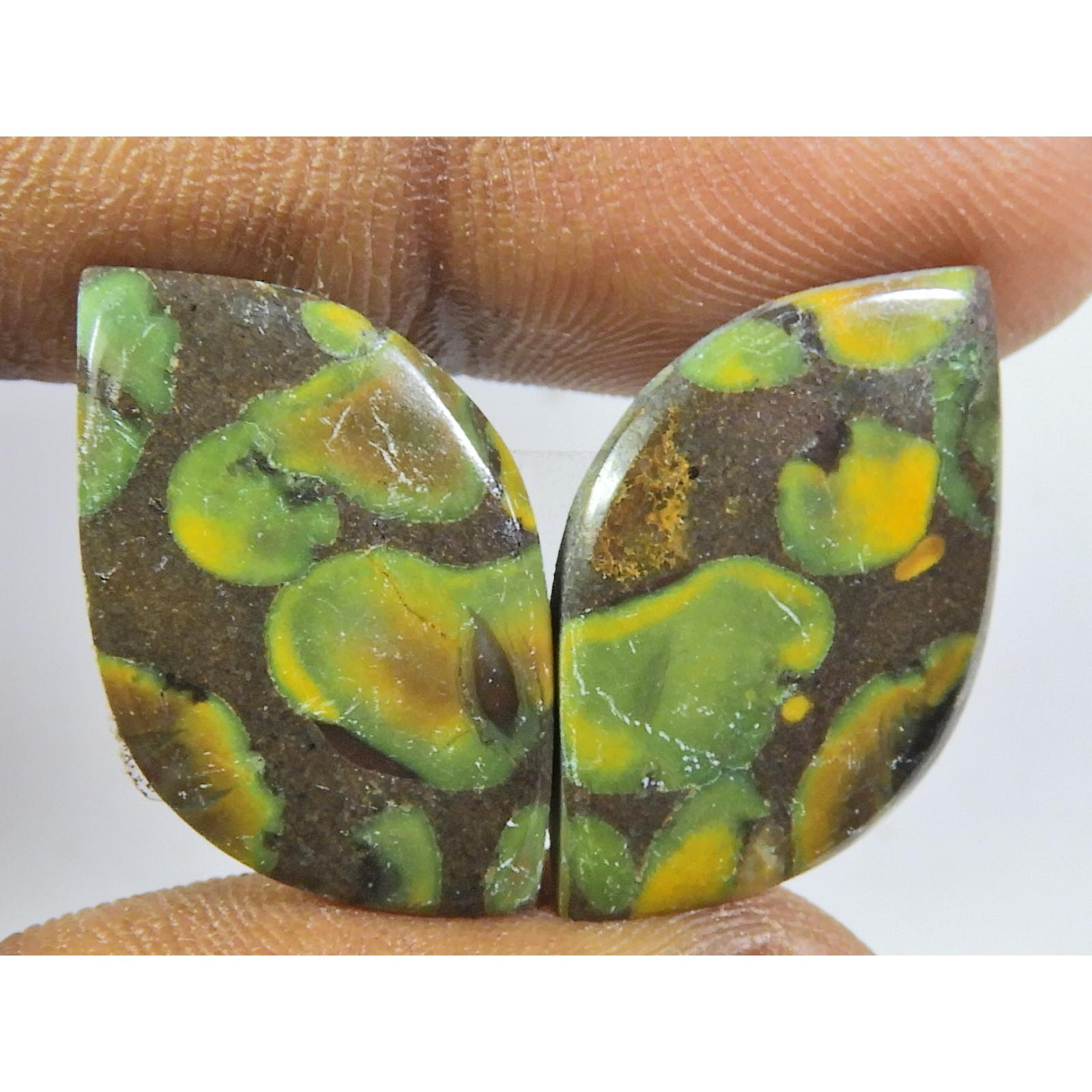 

15X25X03 MM NATURAL FRUIT JASPER MATCHED PAIR FANCY CABOCHON GEMSTONE 23Cts. SK-216