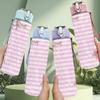 1PC Pink Stripe Cherry Blossom Print 750ml Color Plastic Sports Water Bottle Leakproof Flip Straw Lid Suitable for Sports Office Home Use