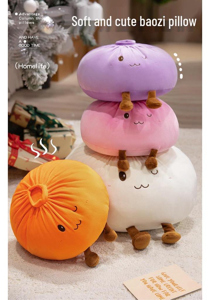 Cute Cartoon Baozi Plush Pillow - Soft Cushion for Bed, Nap, and Sofa Decoration