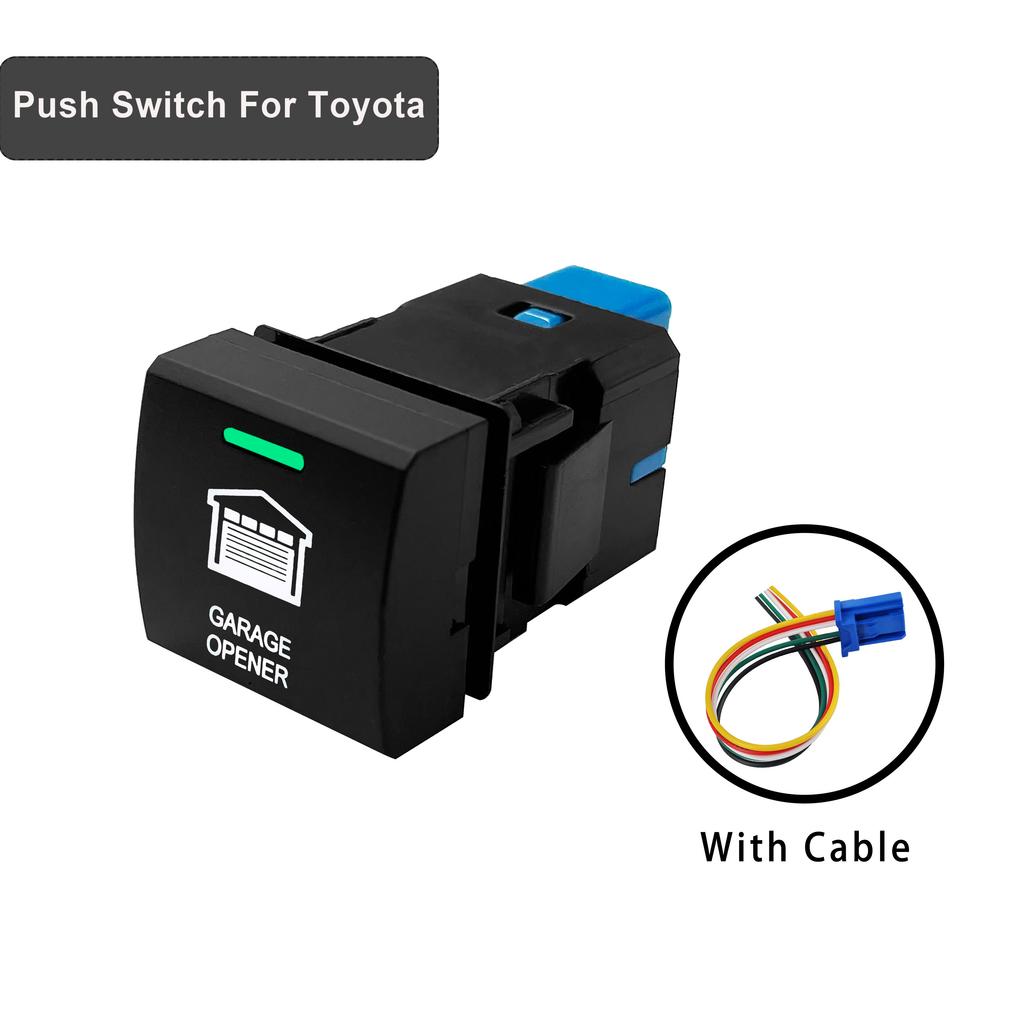 12V Green White LED Backlit Push Button Switch Power Horn Fixed Momentary Type For Toyota Prado 150 Series Corola Camry RAV4