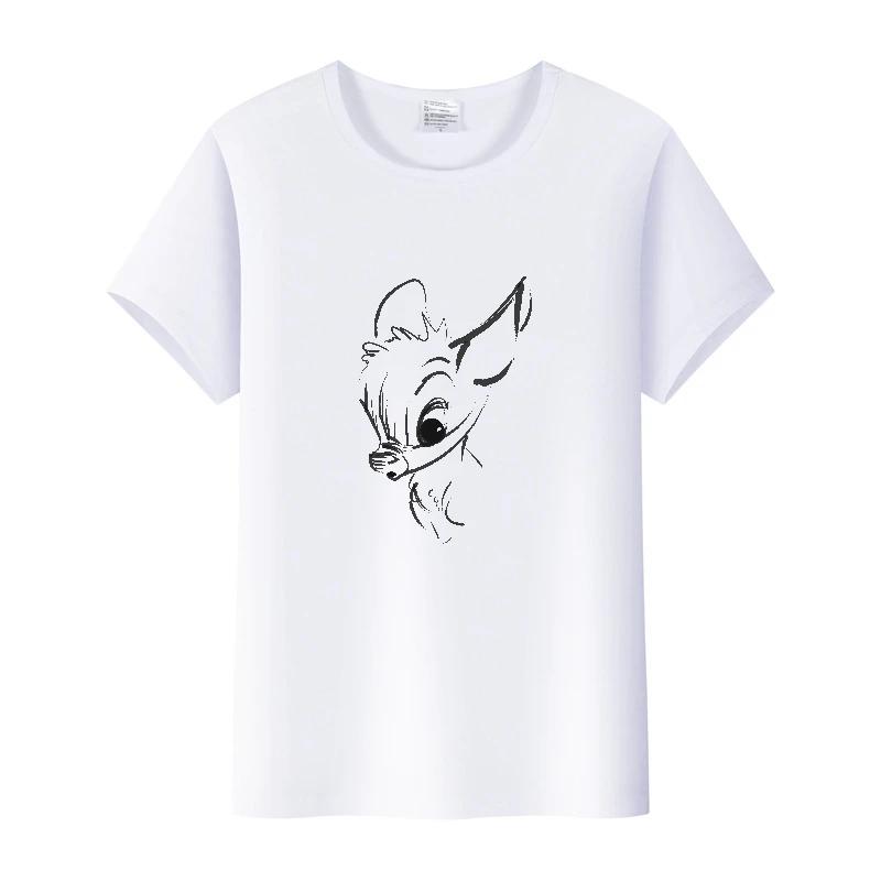 Casual Clothes for Blouse Cartoon Bambi T-shirts 2024 Summer Crop Tops Loose Harajuku Short Sleeve Tshirts Unisex