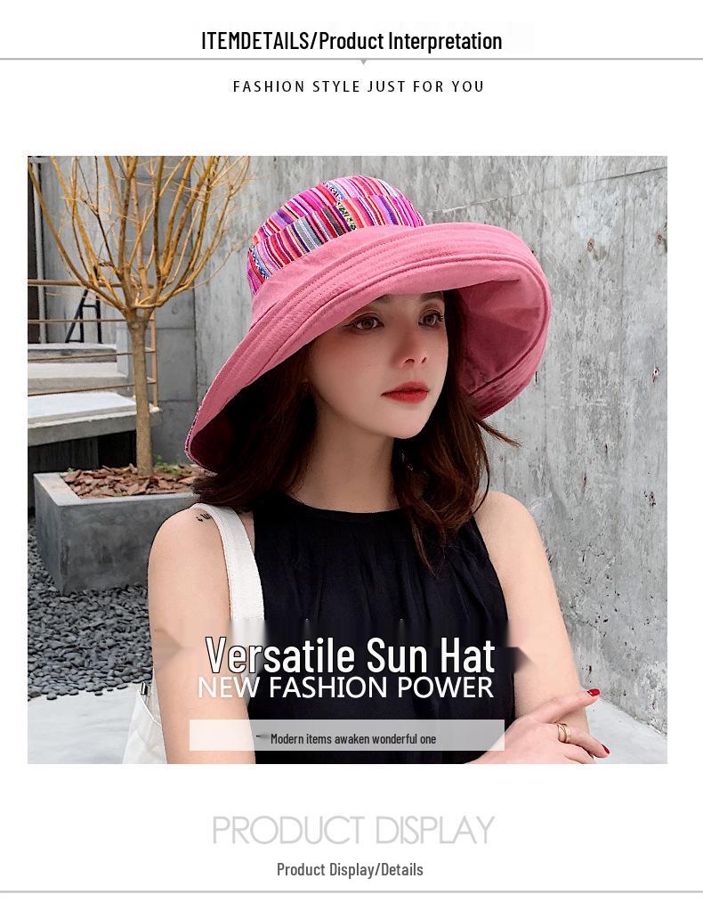 Doublesided Style Ethnic Womens Sun Hat With Facecovering Versatile Summer Beach Accessory