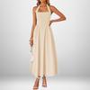 Polyester Sleeveless Backless Dress With Ties For Casual Spring Office Wear