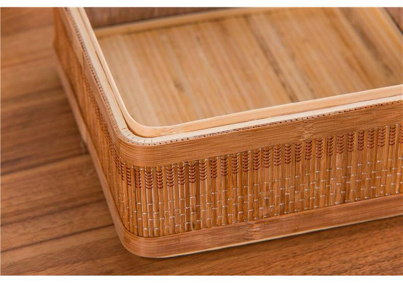 Antique-Style 2-Tier Bamboo Snack Basket with Handle