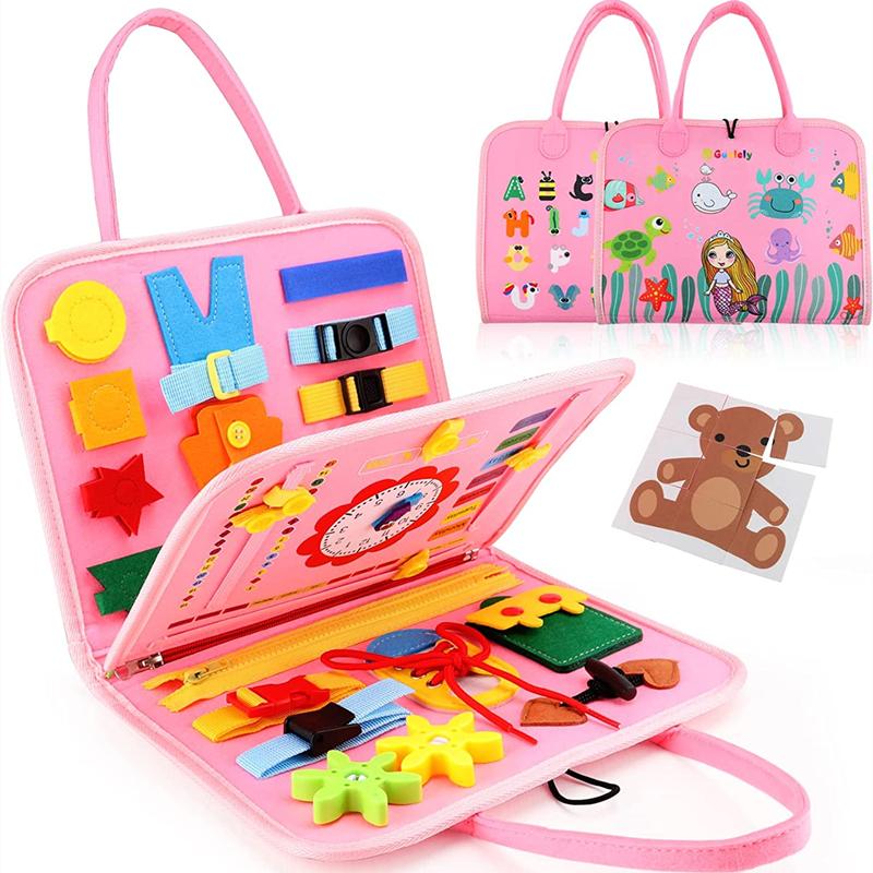 Montessori Toys Busy Board Toddler Sensory Activity Developing Board for Motor Skills Educational Travel Activity Toys