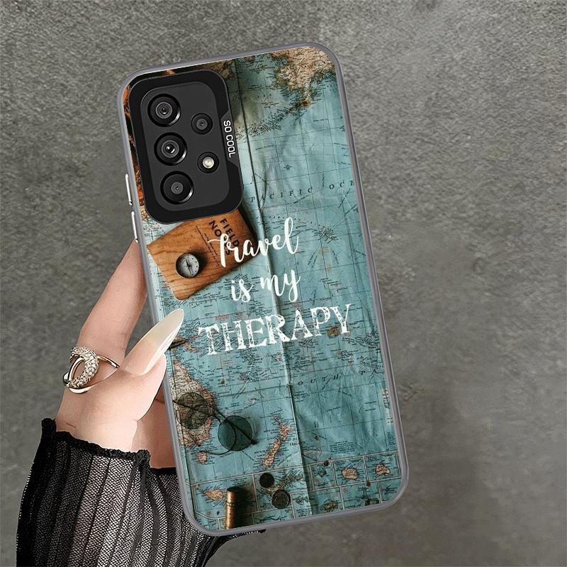 Travel Map Artistic Pattern Shockproof Phone Case for Samsung A17 A16 A15 A14 A37 A57 A36 A56 A26 A35 A55 A25 A34 A54 A24 A13 A2