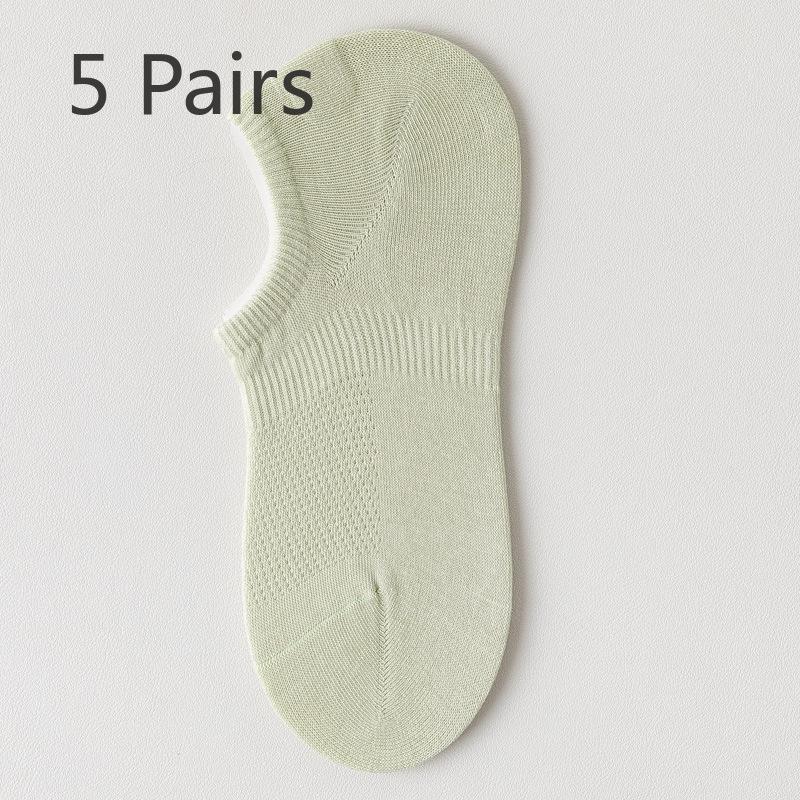 5 Paar Damen Kleine Frische Atmungsaktive Reiner Baumwolle Knochenlose Rutschfeste Unsichtbare Socken