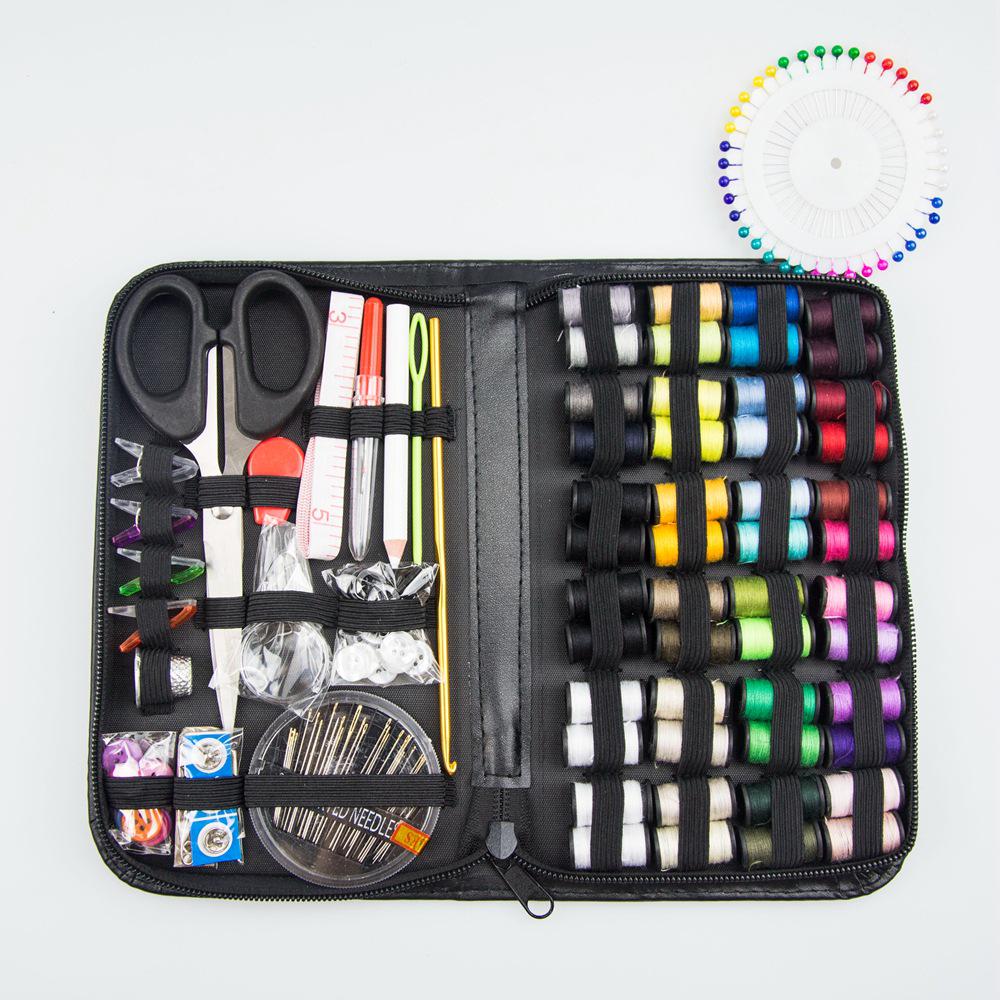 Sewing Kit: Assorted Needles, Threads, Pins, and Crochet Tools in Compact Home Box.
