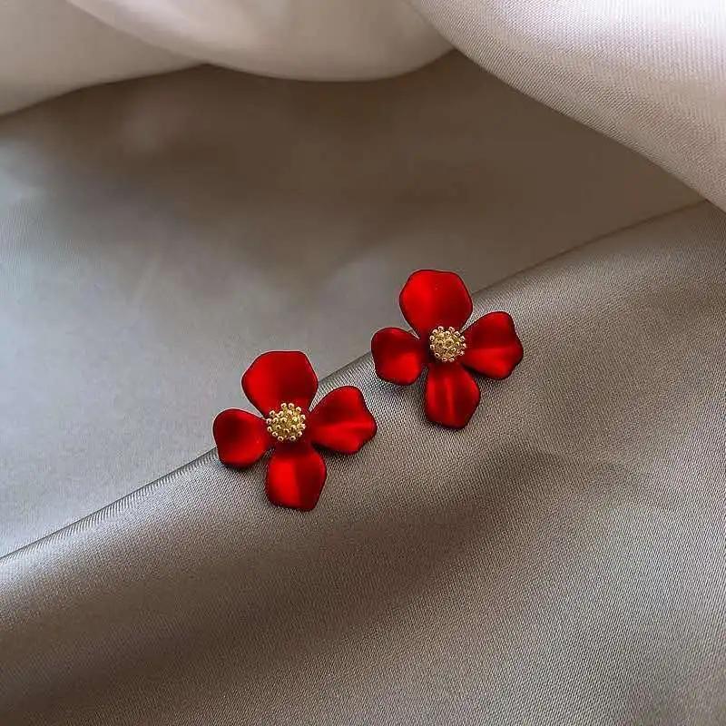 Pink Tulip Imitation Pearl Earrings Rose Flower Two Ways To Wear Ear Studs for Girls Daily Wear Women Ear Piercings Gifts